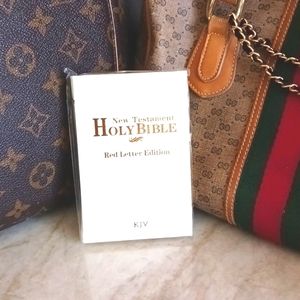 BIBLE mini Little Purse KJV WHITE w GOLD Leaf